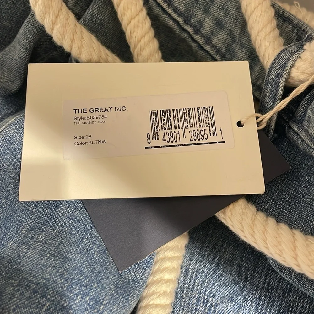NWT The Great - The Seaside Belted Wide-Leg Jeans